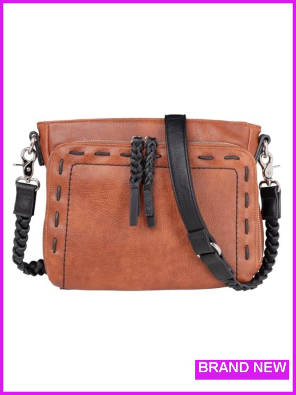 Faux Leather Locking Key-Zipper EDC Crossbody Concealed Carry Purse RFID